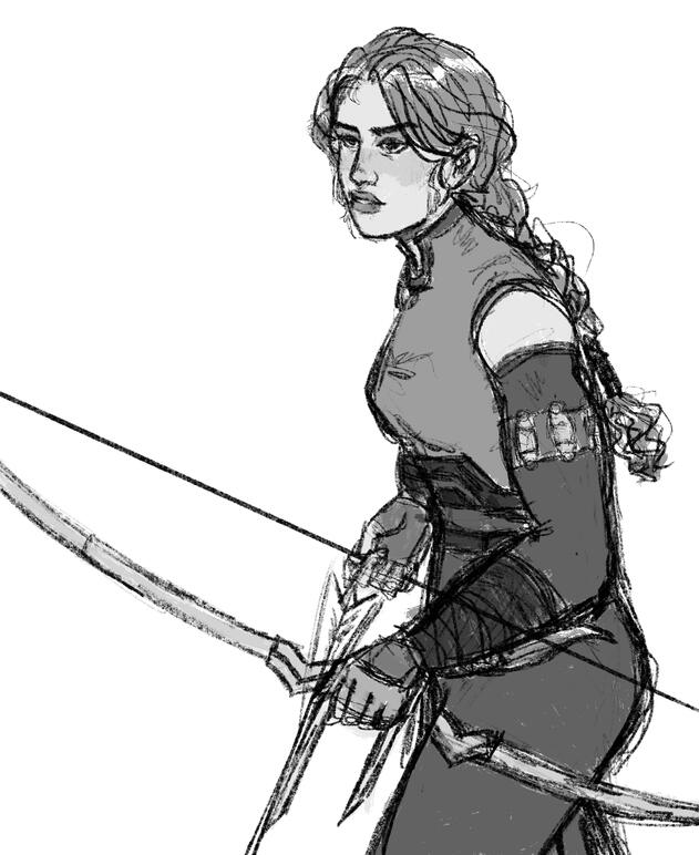 Half body greyscale sketch $50 🌸